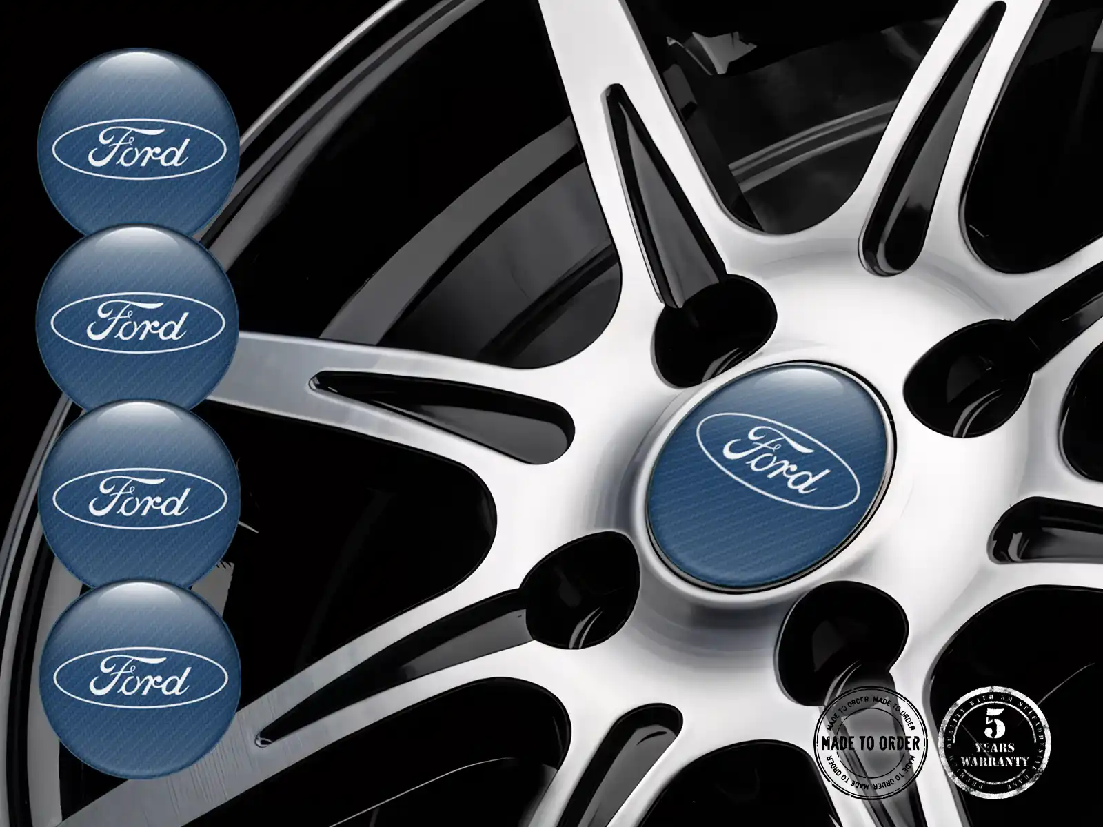 Ford Style Cache-Moyeu Bombé Logos Personnalisés